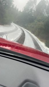 Schneefall in El Pilar auf 1400 m auf La Palma