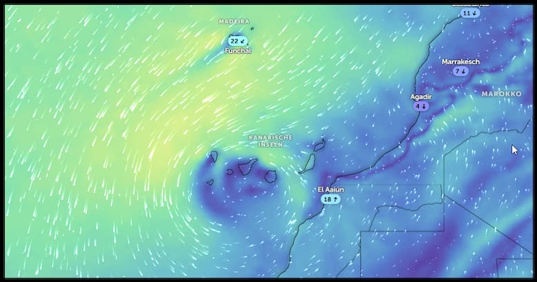 Windwirbel um die Kanaren