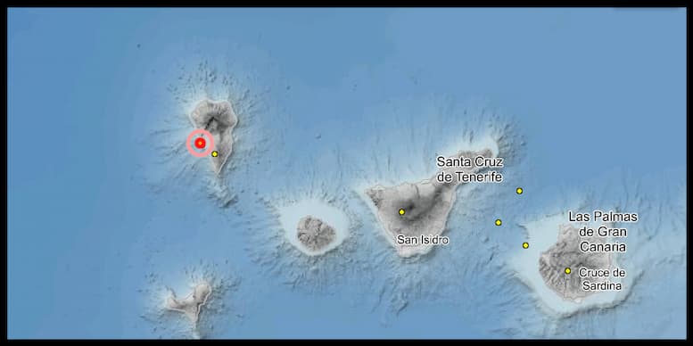 Karte der Erdbebenaktivität auf La Palma