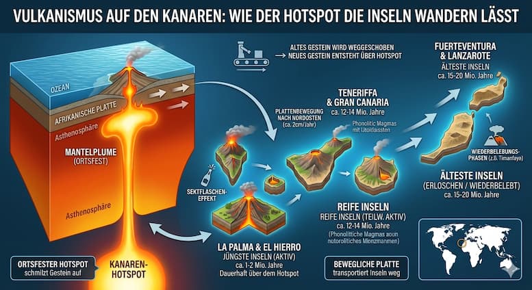 Der Kanaren-Hotspot: Warum die Vulkane nach Westen wandern