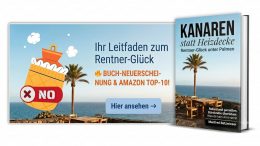 Kanaren statt Heizdecke – Buchcover und Werbebanner für das neue Buch zum Ruhestand und Auswandern auf die Kanarischen Inseln von Manfred Betzwieser