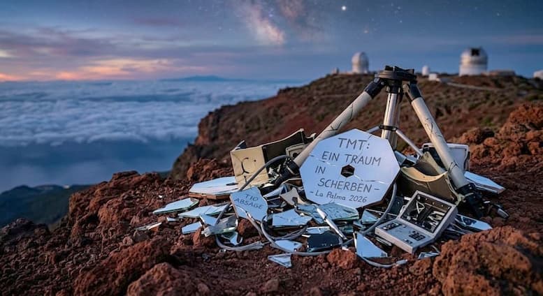 Ein zertrümmertes, riesiges Teleskop-Spiegelelement/