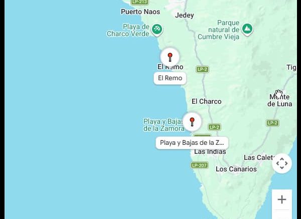 Geplanter Streckenverlauf der Ortsumgehung LP-2 zwischen El Remo und La Zamora auf La Palma